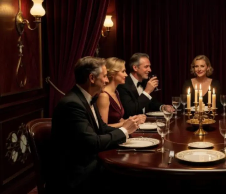 VIP private reception in the poker lounge with intimate dining tables and bespoke décor.